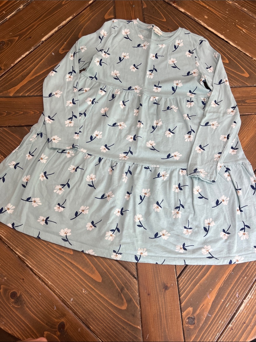 Crewcuts Floral Tiered Midi Skirt - Light Blue with Pink Floral